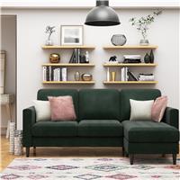 Dorel Strummer Velvet Right Hand Corner Chaise Sofa - Green