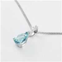 Revere 925 Sterling Silver Light Blue Cubic Zirconia Stone Pendant Necklace