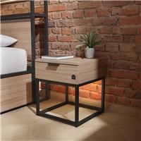 XR Living Denver 1 Drawer Bedside Table With App Controlled LED - Natural