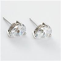 Revere Sterling Silver Pear Drop White Cubic Zirconia Stud Earrings