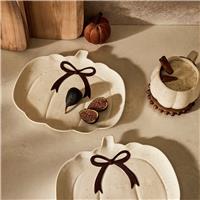 Argos Home 2 Piece Pumpkin Bow Side Plates - Cream