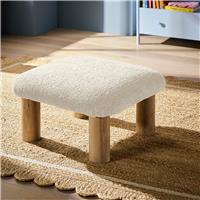 Habitat May Chenille Fabric Footstool - Natural