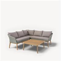 Royalcraft 5 Seater Square Wood Sol Corner Lounging Rattan Set - Grey