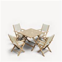 Royalcraft 4 Seater Folding Space Saving Square Wood Bistro Set - Natural