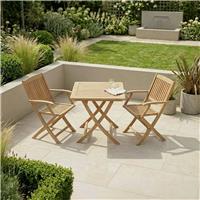 Royalcraft 2 Seater Folding Space Saving Square Wood Bistro Set - Natural Wood