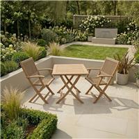 Royalcraft 2 Seater Folding Square Wood Garden Bistro Set - Natural Wood