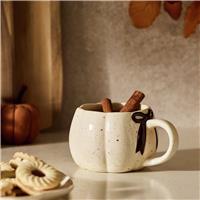 Argos Home Pumpkin Shaped Bow Stoneware Mug - Cream