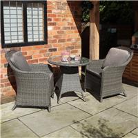 Royalcraft 2 Seater Round Rattan Carver Bistro Set  Grey