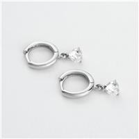 Revere Sterling Silver Round Cubic Zirconia Drop Huggies Earrings