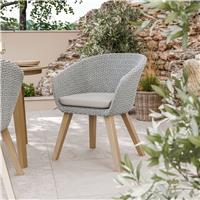Royalcraft 4 Seater Round Wood Dining Set - Natural Wood and Grey