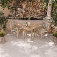 Royalcraft 2 Seater Round Wood Stacking Roma Bistro Set - Natural Wood