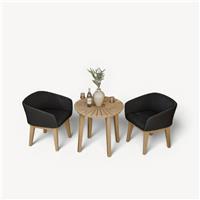 Royalcraft 2 Seater Round Wood Roma Bistro Set - Natural Wood