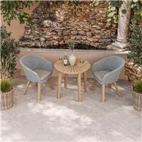 Royalcraft 2 Seater Round Wood Garden Roma Bistro Set - Natural Wood