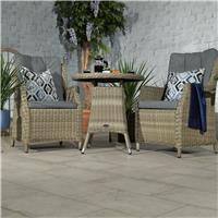 Royalcraft 2 Seater Round Rattan Comfort Bistro Set - Beige