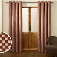 Habitat Chequered Blackout Eyelet Curtain - Burnt Orange - 168x183cm