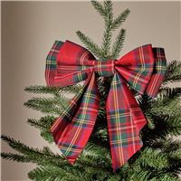 Argos Home Medium Woven Red Tartan Bow Tree Topper