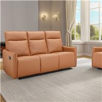 Dorel Lugo Faux Leather 3 Seater Recliner Sofa- Brown