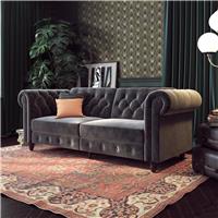 Dorel Felix Chesterfield Velvet Chaise Sofa Bed - Grey
