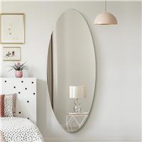 MirrorOutlet Ovale Black Wood Oval Wall Mirror - 180x70cm