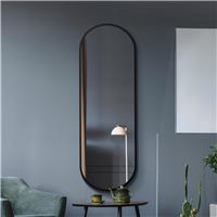 MirrorOutlet Vultus Black Metal Oval Wall Mirror - 180x60cm