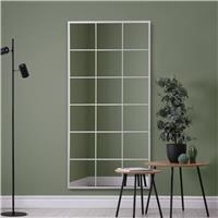 MirrorOutlet Fenestra White Metal Wall Mirror - 174x85cm