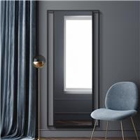 MirrorOutlet Fenestra Black Metal Wall Mirror - 180x80cm