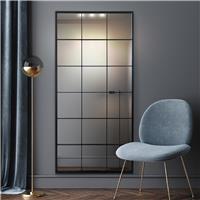 MirrorOutlet Fenestra Black Metal Wall Mirror - 174x85cm