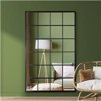 MirrorOutlet Fenestra Black Metal Wall Mirror - 174x110cm