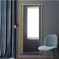 MirrorOutlet Fenestra Gold Metal Wall Mirror - 180x80cm