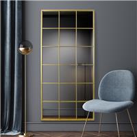 MirrorOutlet Fenestra Gold Metal Wall Mirror - 174x85cm