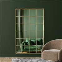 MirrorOutlet Fenestra Gold Metal Wall Mirror - 174x110cm