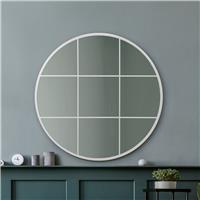 MirrorOutlet Circulus White Metal Round Wall Mirror - 100cm