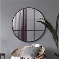 MirrorOutlet Circulus Black Metal Round Wall Mirror - 100cm