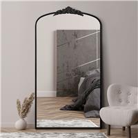 MirrorOutlet Crown Black Metal Arch Wall Mirror - 174x96cm