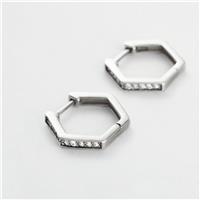 Revere Sterling Silver Round White Cubic Zirconia Drop Huggies Earrings
