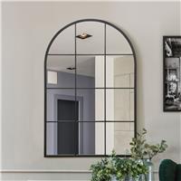 MirrorOutlet Fenarc Black Metal Arch Wall Mirror - 120x80cm