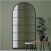 MirrorOutlet Fenarc Black Metal Arch Wall Mirror - 180x90cm