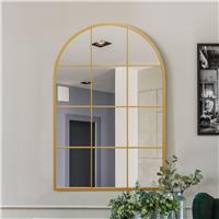 MirrorOutlet Fenarc Gold Metal Arch Wall Mirror - 120x80cm