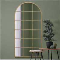 MirrorOutlet Fenarc Gold Metal Arch Wall Mirror - 180x90cm