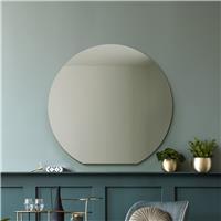 MirrorOutlet Circulus Black Frameless Wood Arch Wall Mirror - 90x95cm