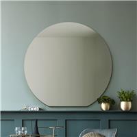 MirrorOutlet Circulus Black Frameless Wood Arch Wall Mirror - 100x106cm