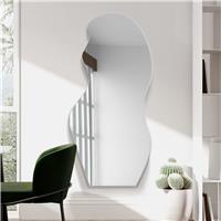 MirrorOutlet Lacuna Black Wood Wavy Wall Mirror - 120x50cm