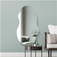 MirrorOutlet Lacuna Black Wood Wavy Wall Mirror - 120x54cm