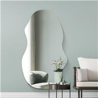 MirrorOutlet Lacuna Black Wood Wavy Wall Mirror - 160x70cm