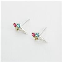 Revere Kids Sterling Silver Yellow, Blue & Pink Crystals Ice Cream Stud Earrings