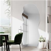 MirrorOutlet Lacuna Black Pebble Wood Wavy Wall Mirror - 170x80cm