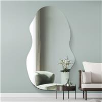 MirrorOutlet Lacuna Black Wood Wavy Wall Mirror - 180x80cm