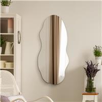 MirrorOutlet Lacuna Black Pebble Wood Wavy Wall Mirror - 100x45cm