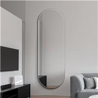 MirrorOutlet Lacuna Black Metal Oval Wall Mirror - 180x65cm