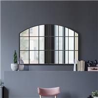 MirrorOutlet Arcus Black Metal Arch Wall Mirror - 75x110cm